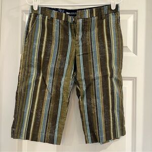 Blue Asphalt Women’s Striped Shorts - Brown, Blue, Green